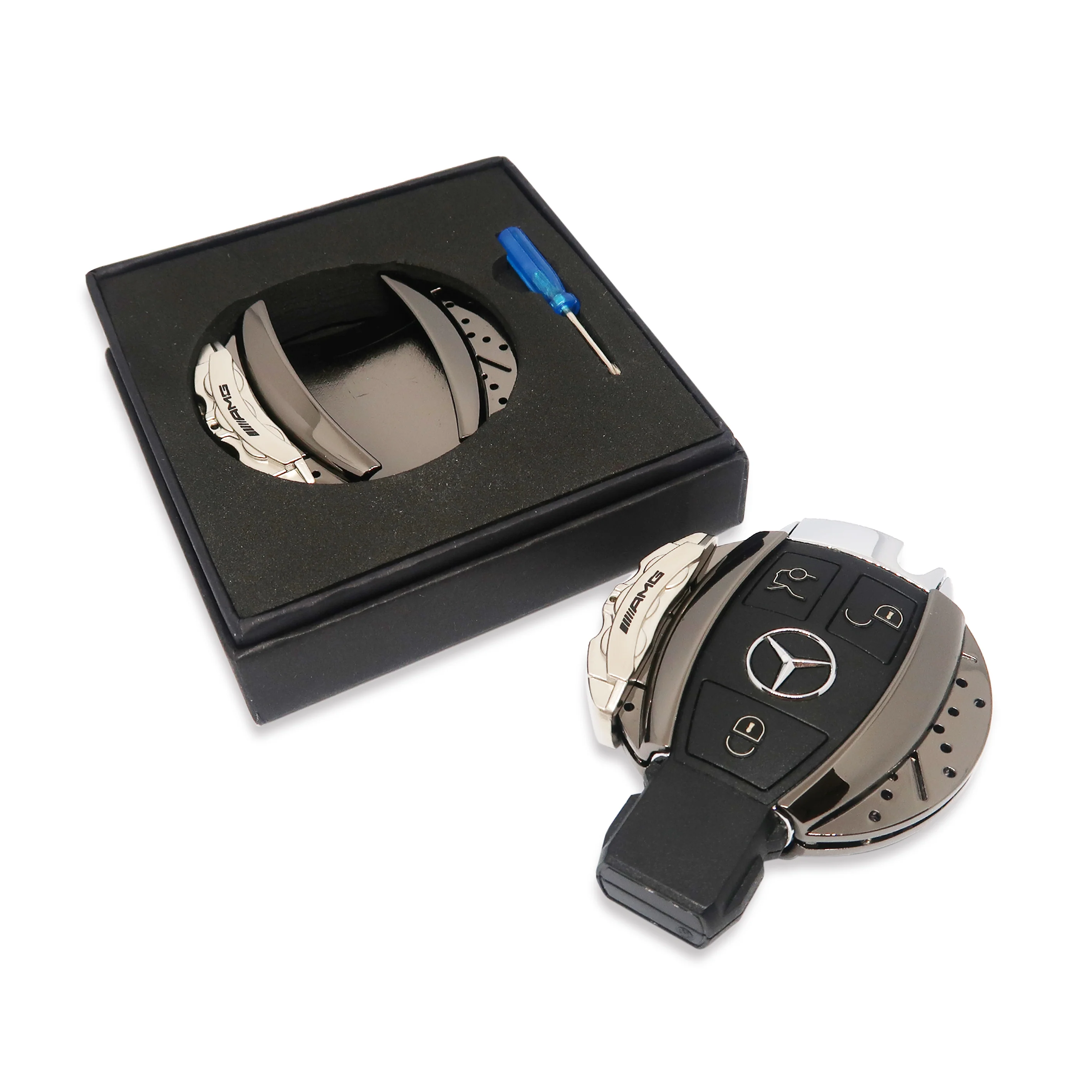 ๐๏ธ AMG Silver/ Black Chrome Brake Caliper Mercedes Key Case *Keyless only* - Image 3